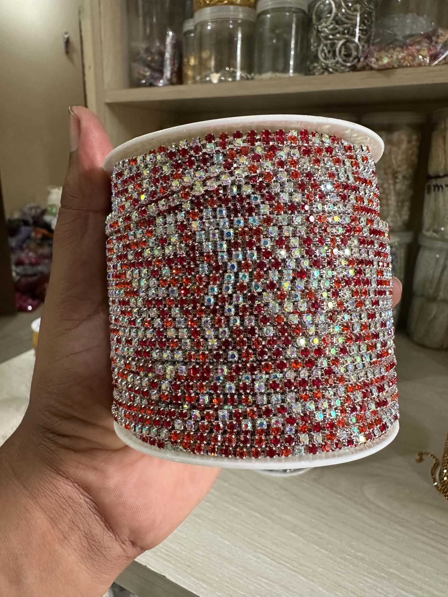 Stone chain multi red